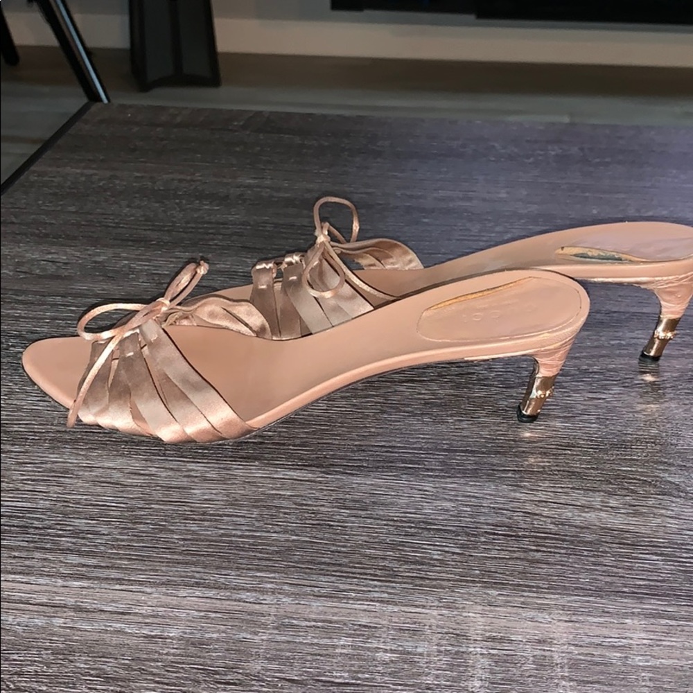 Gucci nude leather & silk sandals